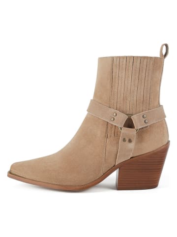 loft37 Leder-Stiefeletten in Beige