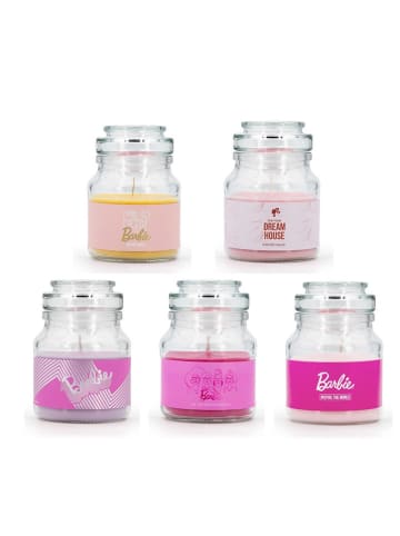 Barbie 5-delige set: geurkaarsen "Barbie" roze/lichtroze/geel - 5x 110 g