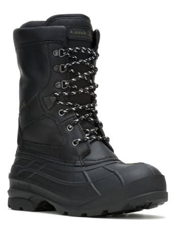 Kamik Leder-Winterstiefel "Nationpro" in Schwarz