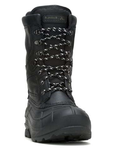 Kamik Leder-Winterstiefel "Nationpro" in Schwarz