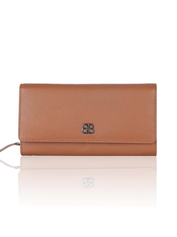 Bellicci Leder-Geldbörse "Calvina" in Hellbraun - (B)19 x (H)10 x (T)3 cm