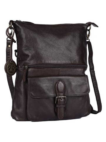 Bellicci Leder-Umhängetasche "Eva" in Dunkelbraun - (B)34 x (H)29 x (T)4,5 cm