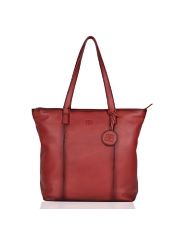 Bellicci Leder-Schultertasche "Kayden" in Rot - (B)35 x (H)44 x (T)12 cm