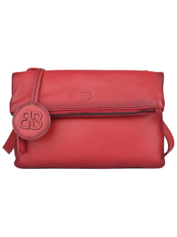 Bellicci Leder-Umhängetasche "Kline" in Rot - (B)24 x (H)15 x (T)4 cm