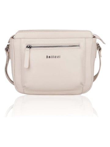 Bellicci Leder-Umhängetasche "Silene" in Creme - (B)26 x (H)22 x (T)10 cm