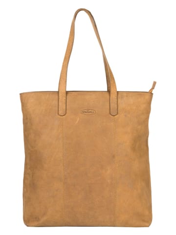 SPARWELL Skórzany shopper bag "Ashlee" w kolorze jasnobrązowym - 39 x 41 x 9 cm