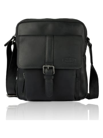Bellicci Leder-Umhängetasche "Karl" in Schwarz - (B)24 x (H)27 x (T)8,5 cm