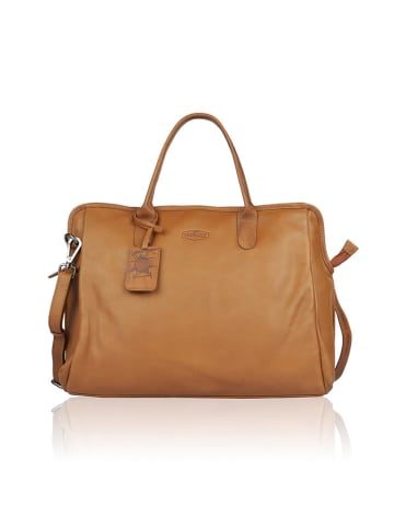 Bellicci Leder-Laptoptasche "Olga" in Hellbraun - (B)45 x (H)31 x (T)13 cm