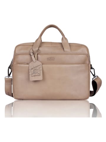 SPARWELL Leder-Businesstasche "Official Otto" in Taupe - (B)40,5 x (H)30 x (T)12,5 cm