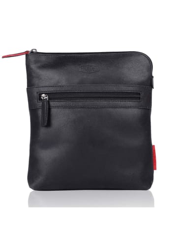 SPARWELL Leder-Umhängetasche "Worldly wilbur" in Schwarz - (B)21 x (H)25 x (T)5 cm