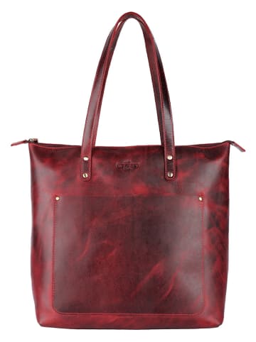 WEZBEY Leder-Schultertasche "Juana" in Bordeaux - (B)39 x (H)35 x (T)13 cm