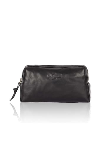 WEZBEY Leder-Kosmetiktasche "Adrian" in Schwarz - (B)20 x (H)10 x (T)7 cm