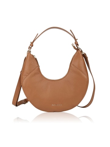Bellicci Leder-Schultertasche "Cardonna" in Hellbraun - (B)24 x (H)15 x (T)7 cm
