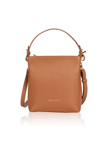 Bellicci Leder-Schultertasche "Calico" in Hellbraun - (B)26 x (H)33 x (T)14 cm