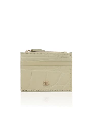 Bellicci Leder-Geldbörse "Viveca" in Beige - (B)11 x (H)8 x (T)1 cm