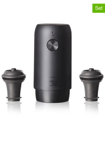 Vacu Vin 3tlg. Elektrisches Weinpumpen-Set in Schwarz