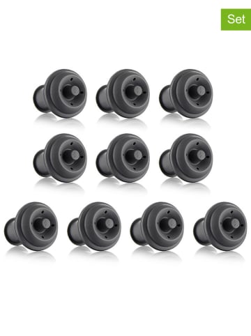 Vacu Vin 10-delige set: wijnstoppers grijs