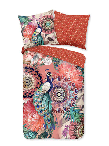 Hip Komplet pościeli satynowej "Lynouk" w kolorze pomarańczowym ze wzorem