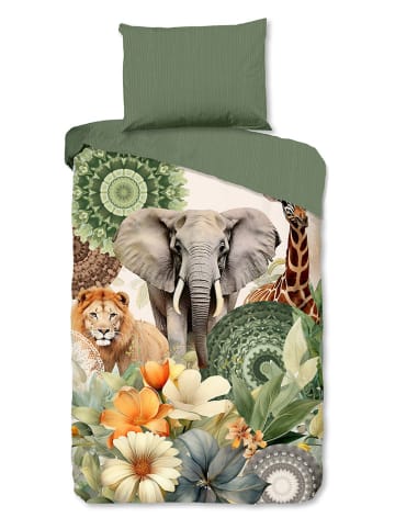 Hip Komplet pościeli satynowej "Sagadar" w kolorze żółto-zielonym