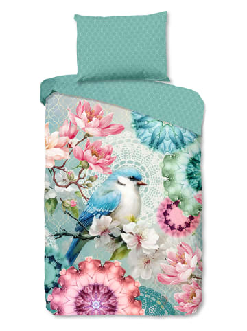 Hip Komplet pościeli satynowej "Eldisa" w kolorze miętowo-jasnoróżowym