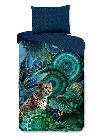Hip Satijnen beddengoedset "Nyah" blauw/groen