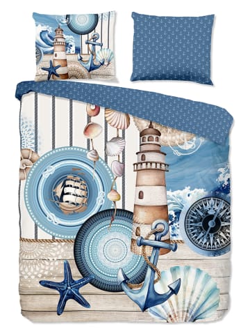 Hip Satin-Bettwäsche-Set "Aldiana" in Blau