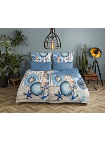 Hip Satin-Kissenbezug "Aldiana" in Blau