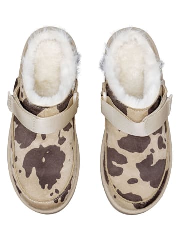 C'M Hausschuhe in Creme/ Braun