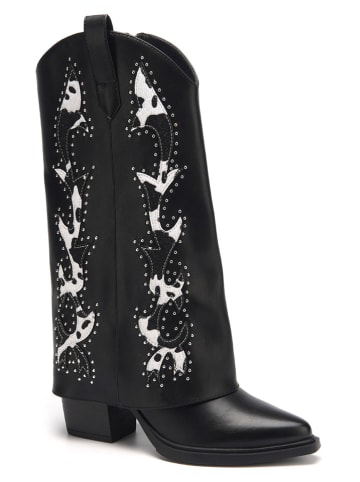 C'M Stiefel in Schwarz/ Weiß