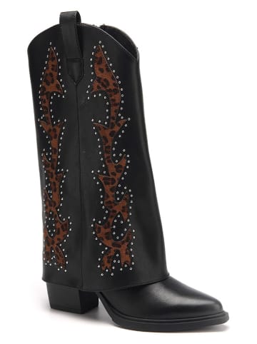 C'M Stiefel in Schwarz/ Hellbraun