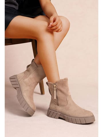 Foreverfolie Ankle-Boots in Khaki