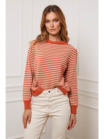 Joséfine Pullover "Astrobal" in Orange/ Weiß
