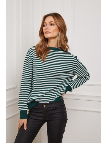 Joséfine Pullover "Astrobal" in Dunkelgrün/ Weiß