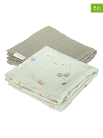 Little Dutch 2-delige set: mousseline doeken groen/kaki - (L)70 x (B)70 cm