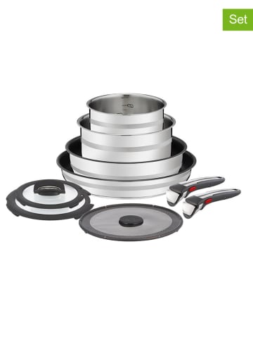 Jamie Oliver 9tlg. Set: Kochgeschirr "Ingenio" in Silber/ Schwarz