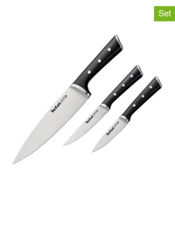 Tefal 3tlg. Messer-Set "Ice Force" in Silber/ Schwarz