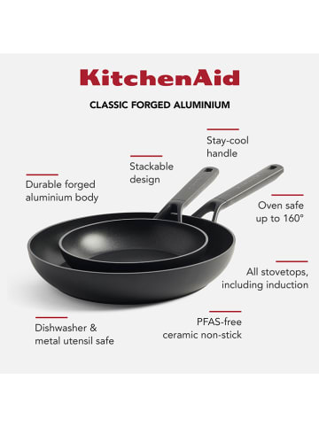 KitchenAid Patelnie (2 szt.) "Classic Forged" w kolorze czarnym
