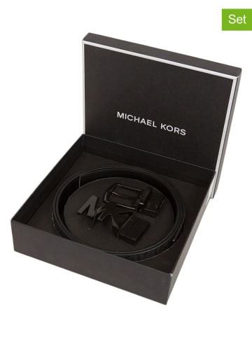 Michael Kors 3tlg. Set: Leder-Gürtel in Schwarz