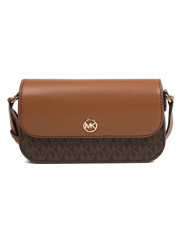 Michael Kors Leder-Umhängetasche in Dunkelbraun/ Camel - (B)21 x (H)14 x (T)4,5 cm