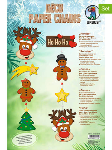 URSUS 2er-Set: Deko-Bastelsets "Paper Chains - Rentier" in Bunt