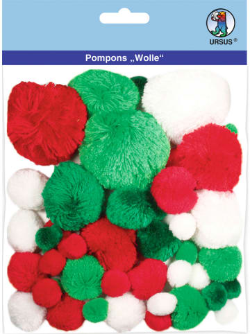 URSUS Pompons "Wolle" in Grün/ Rot/ Weiß