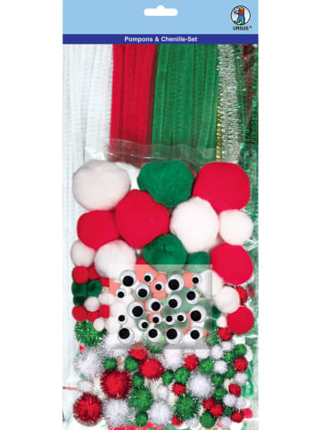 URSUS Pompons und Chenille-Set in Grün/ Rot/ Weiß