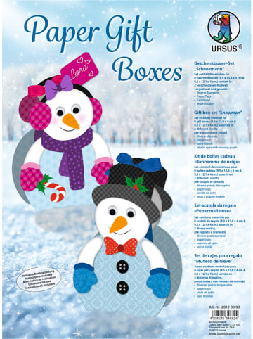 URSUS Geschenkboxen-Set "Schneemann" in Hellblau/ Bunt - 8 Stück