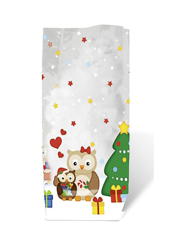 URSUS Geschenk-Bodenbeutel "Eule" in Transparent/ Bunt
