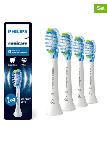 PHILIPS sonicare 4er-Set: Ersatz-Bürstenköpfe "Premium Plaque Defence" in Weiß