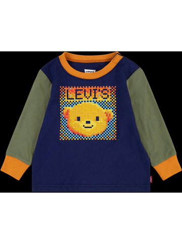 Levi's Kids Longsleeve donkerblauw/kaki/oranje