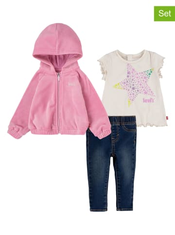 Levi's Kids 3tlg. Outfit in Rosa/ Creme/ Dunkelblau