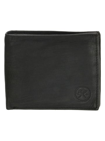 HIDE & STITCHES Leren portemonnee zwart - (B)11 x (H)9 x (D)2 cm