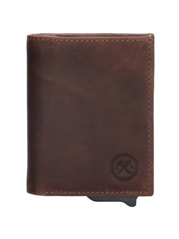 HIDE & STITCHES Leren portemonnee bruin - (B)18 x (H)11 x (D)5 cm