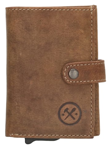 HIDE & STITCHES Leren portemonnee lichtbruin - (B)8 x (H)10 x (D)1,5 cm